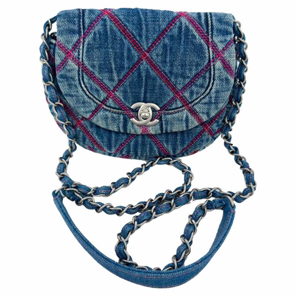 Chanel Coco Beach Mini Crossbody Bag in Blue Cotton